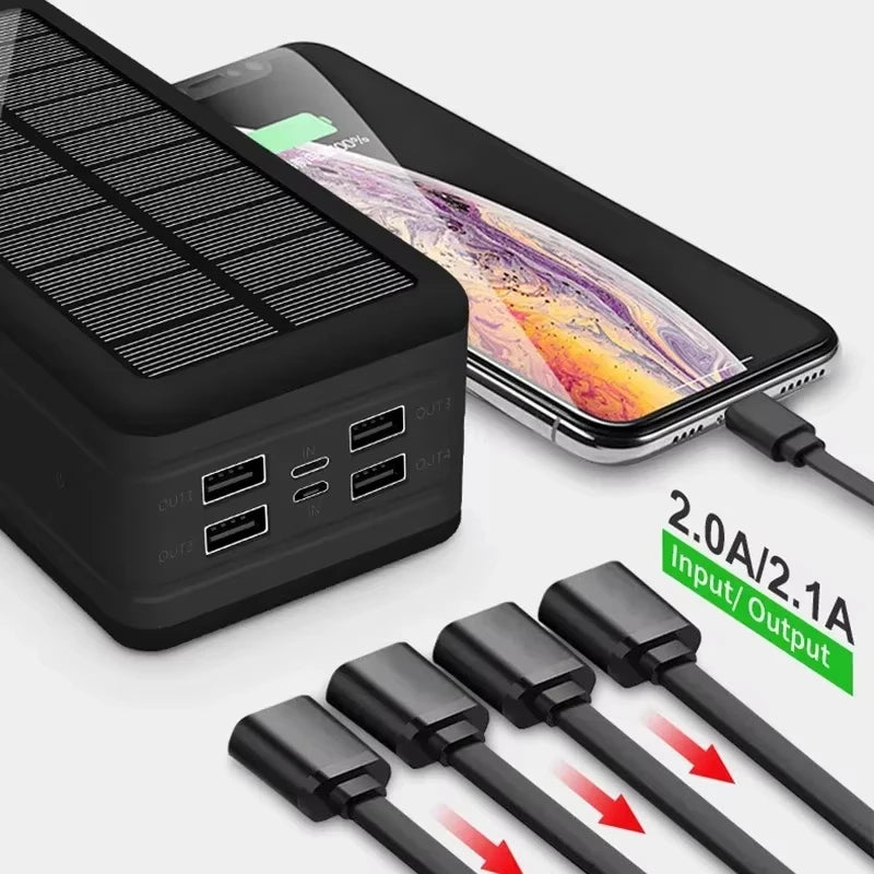 Banco de energía Solar de 100000mAh y 120W, batería externa USB de gran capacidad para teléfono móvil, carga inalámbrica rápida, accesorio para teléfono móvil-MovilExpressShop
