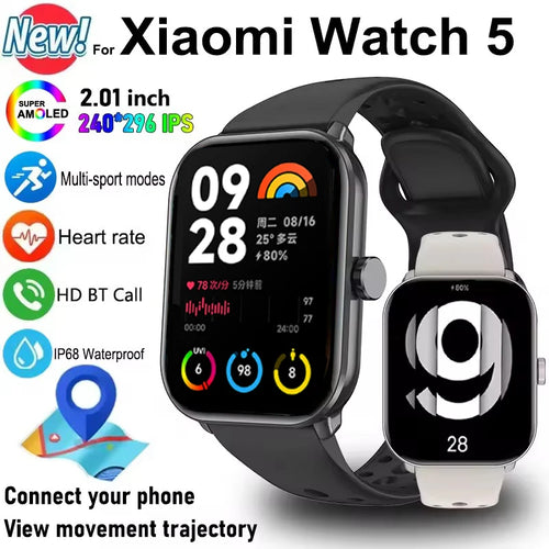 2025 nuevo para Xiaomi Watch 5 hombres mujeres HD AMOLED pantalla de visualización ritmo cardíaco Bluetooth llamada GPS pista impermeable deportes reloj inteligente