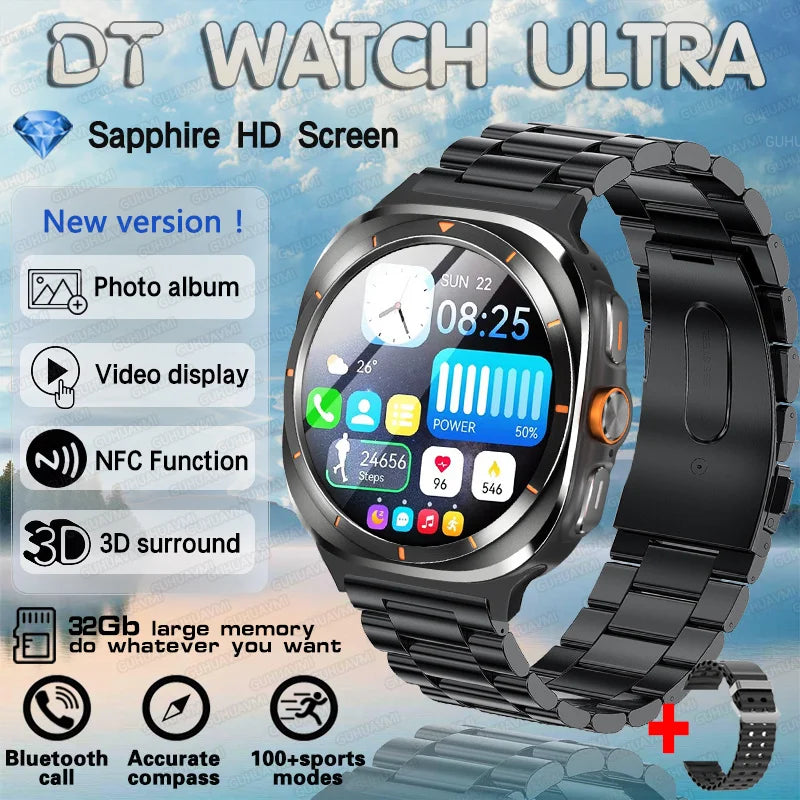 2025 nuevo reloj DT 7 Ultra reloj inteligente hombres 32GB memoria vídeo GPS NFC 47mm AMOLED Fitness rastreador deportivo salud relojes inteligentes mujeres