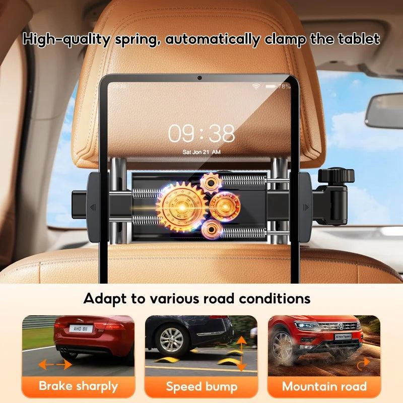 Soporte para tableta Hipacool para reposacabezas de coche, soporte ajustable para teléfono de coche, asiento trasero con gancho oculto para teléfono de 4,7-13 ", iPad 360 ° Ruirar