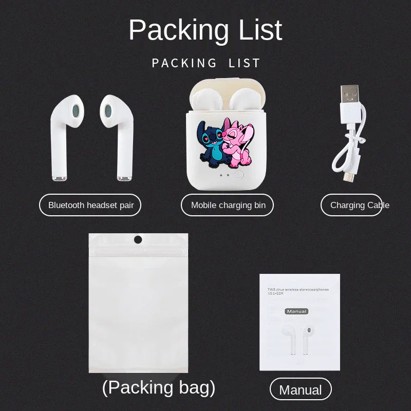 Disney TWS i7 Mini 2 auriculares inalámbricos Bluetooth 5,0 auriculares mate Macaron auriculares manos libres con micrófono caja de carga auriculares-MovilExpressShop