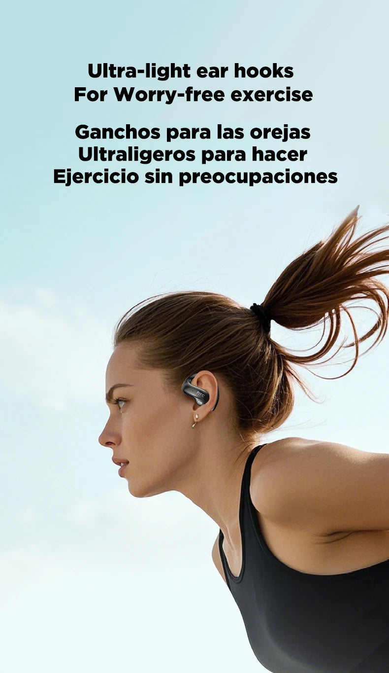 HTC NE19 auriculares Bluetooth IA OWS auriculares inalámbricos deportivos con micrófono potentes graves IA traductor auriculares impermeables de larga duración-MovilExpressShop