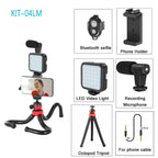 Trípode Blog para cámara DSLR, Kit de blogging para teléfono, entrevista en vivo, YouTube, soporte para teléfono, Control remoto, micrófono, luz LED-MovilExpressShop