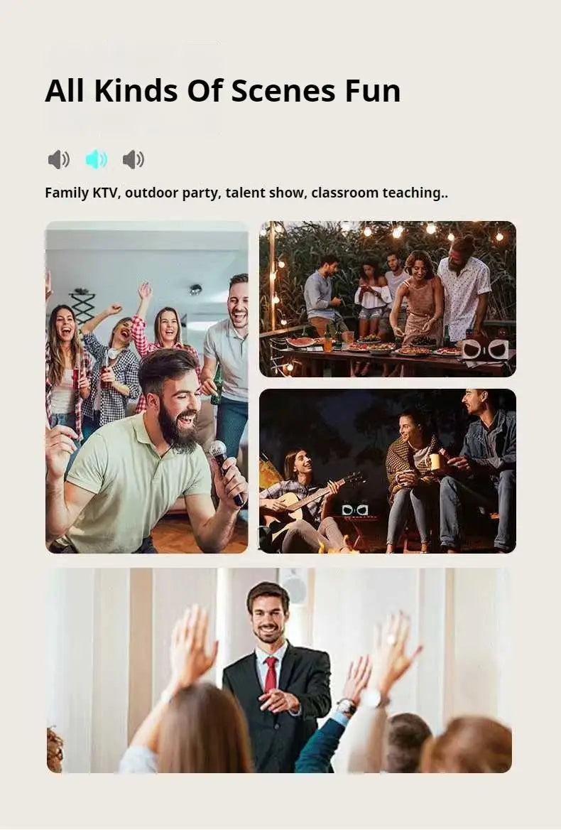 Altavoz Bluetooth inalámbrico portátil para Karaoke, máquina De micrófono, Subwoofer, caja De sonido potente, música, Caixa De Som Bocina Audio-MovilExpressShop