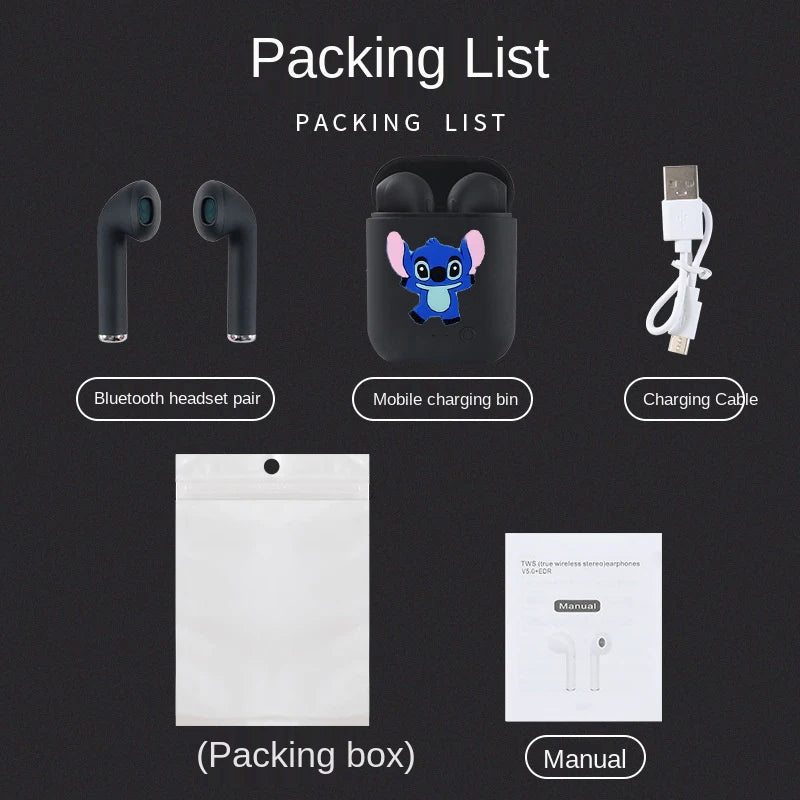 Disney TWS i7 Mini 2 auriculares inalámbricos Bluetooth 5,0 auriculares mate Macaron auriculares manos libres con micrófono caja de carga auriculares-MovilExpressShop