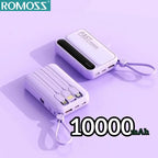 ROMOSS 4 en 1 Power Bank 500000mAh Gran Capacidad Cables Integrados Pantalla Digital Inteligente Ligera Batería Portátil Para iPhone y android