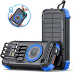 Banco de energía Solar con manivela, 20000mAh, inalámbrico magnético, 22,5 W, carga rápida, con luz para iWatch, iPhone 16, Samsung-MovilExpressShop