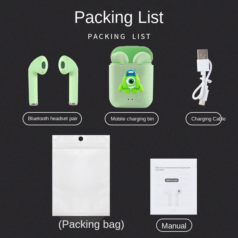 Disney TWS i7 Mini 2 auriculares inalámbricos Bluetooth 5,0 auriculares mate Macaron auriculares manos libres con micrófono caja de carga auriculares-MovilExpressShop