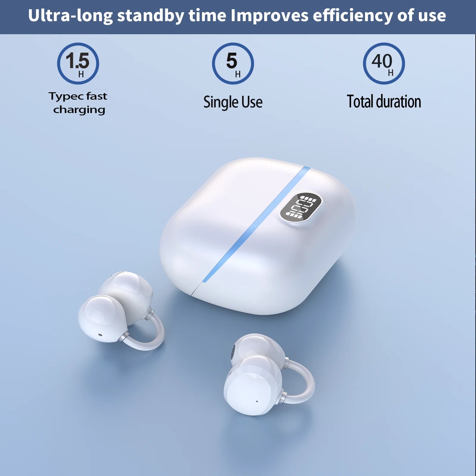 Auriculares con traducción AI en tiempo Real, auriculares con traductor de 144 idiomas, Bluetooth inalámbrico de oreja abierta 40H, auriculares con traducción