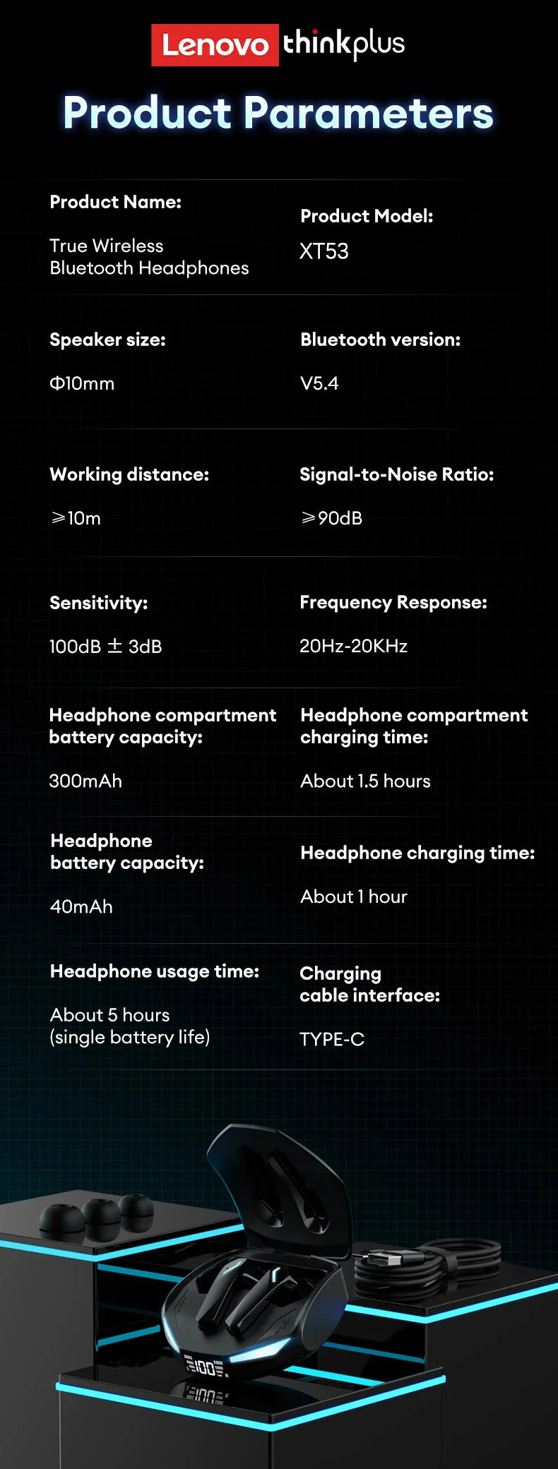 Lenovo XT53 auriculares de traducción TWS Bluetooth HD llamadas de voz auriculares con reducción de ruido para viajes de oficina auriculares con traductor AI