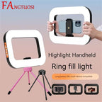 FANGTUOSI nuevo anillo de mano LED luz de relleno recargable teléfono móvil portátil fotografía en vivo escritorio jaula de conejo Selfie luz-MovilExpressShop