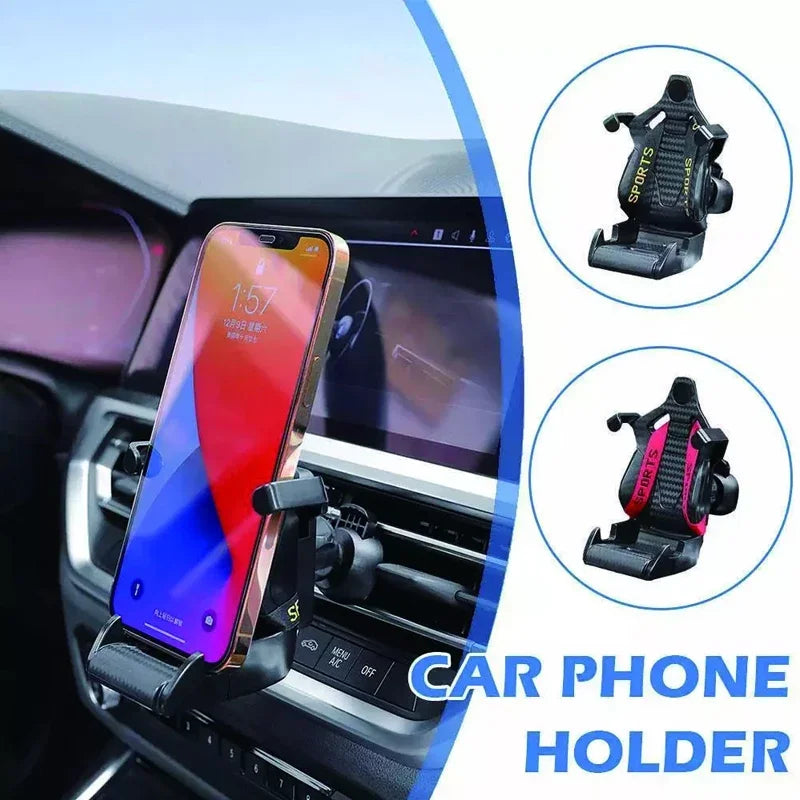 Soporte para teléfono de coche forma de asiento de carreras, soporte con ventosa para teléfono inteligente, soporte para móvil en coche para Iphone y Android