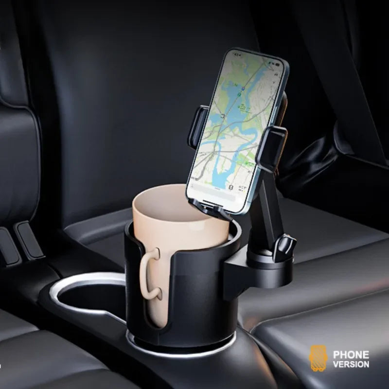 Portavasos para coche con soporte para teléfono móvil, soporte para vasos con rotación de 360, expansor para teléfono inteligente, accesorios interiores para automóvil