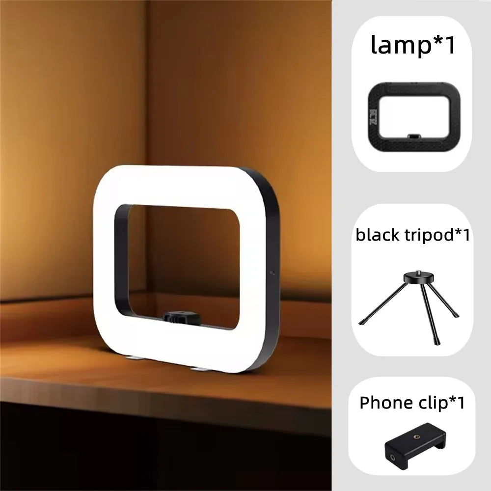 FANGTUOSI nuevo anillo de mano LED luz de relleno recargable teléfono móvil portátil fotografía en vivo escritorio jaula de conejo Selfie luz-MovilExpressShop