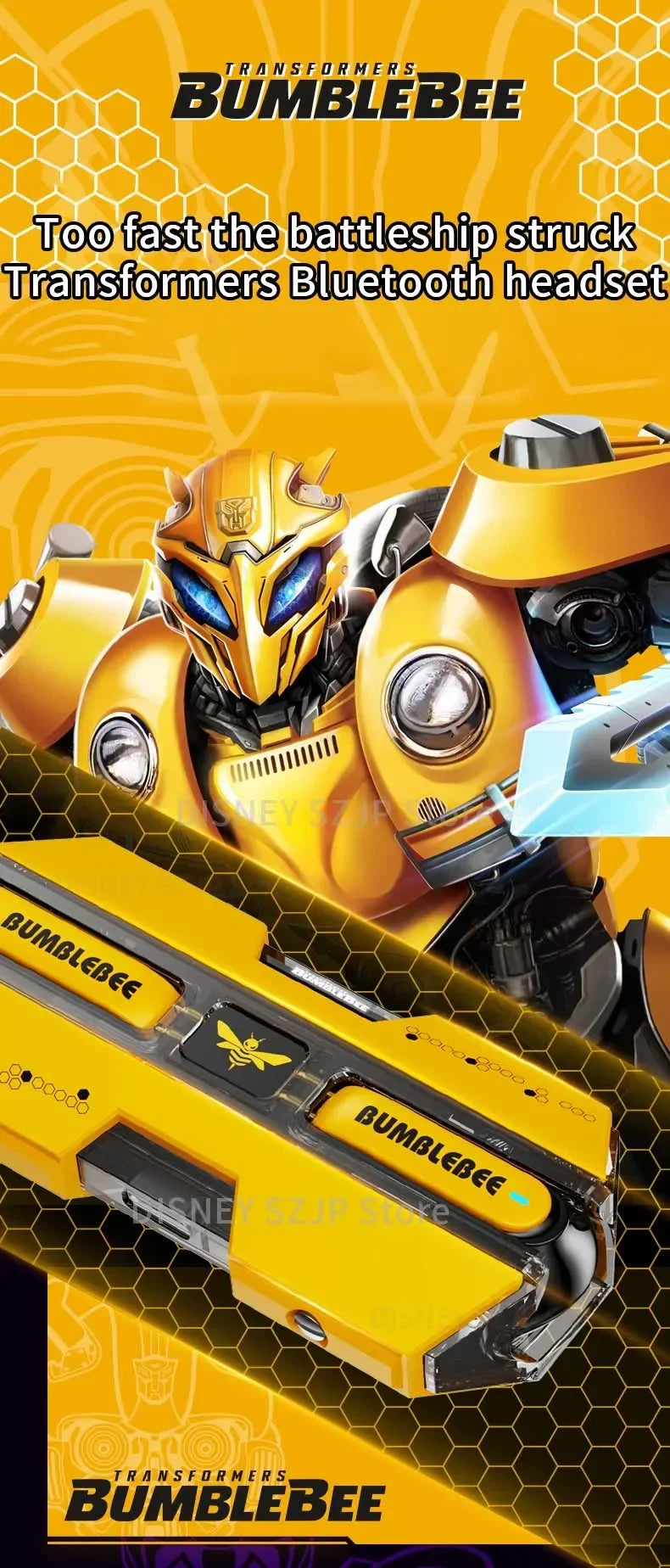 Transformers TF-T01 auriculares inalámbricos Bluetooth 5,3 sonido HIFI Bumblebee auriculares para juegos auriculares de baja latencia Larga modo de reposo-MovilExpressShop
