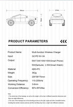 Base de escritorio CyberDock 3 en 1 con carga inalámbrica para iPhone 16, 15, 14 Pro Max, AirPods y Apple Watch, con luz ambiental.