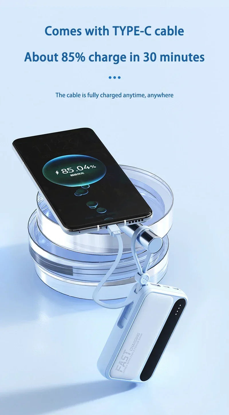 ROMOSS 4 en 1 Power Bank 500000mAh Gran Capacidad Cables Integrados Pantalla Digital Inteligente Ligera Batería Portátil Para iPhone y android