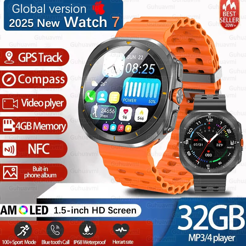 2025 nuevo reloj DT 7 Ultra reloj inteligente hombres 32GB memoria vídeo GPS NFC 47mm AMOLED Fitness rastreador deportivo salud relojes inteligentes mujeres