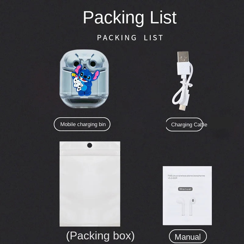 Nuevo Disney Stitch sonido HIFI pantalla Digital LED auriculares Bluetooth auriculares inalámbricos serie Stitch de largo alcance-MovilExpressShop