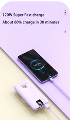 Batería de carga súper rápida Xiaomi 120W 200000 Banco de energía mAh 100000 Pantalla digital cuadrada portátil liviana de alta capacidad mAh-MovilExpressShop