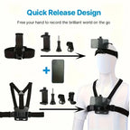 Juego de 6 uds de accesorios, Kit de paquete, soporte para correa para la cabeza/arnés para el pecho/soporte para teléfono para GoPro Hero 13 12 11 10 9 8 7 /AKASO EK7000/Brave-MovilExpressShop