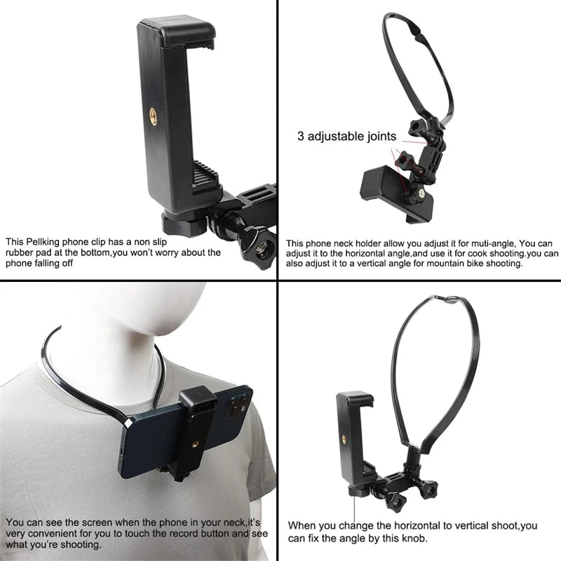 Soporte para el cuello para Selfie para teléfono móvil, manos libres, soporte para teléfono perezoso, soporte colgante Universal para IPhone GoPro 13 DJI Dock Racket-MovilExpressShop