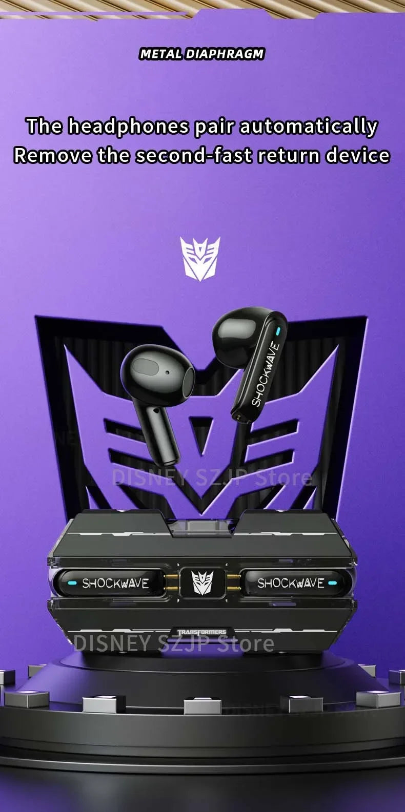 Transformers TF-T01 auriculares inalámbricos Bluetooth 5,3 sonido HIFI Bumblebee auriculares para juegos auriculares de baja latencia Larga modo de reposo-MovilExpressShop