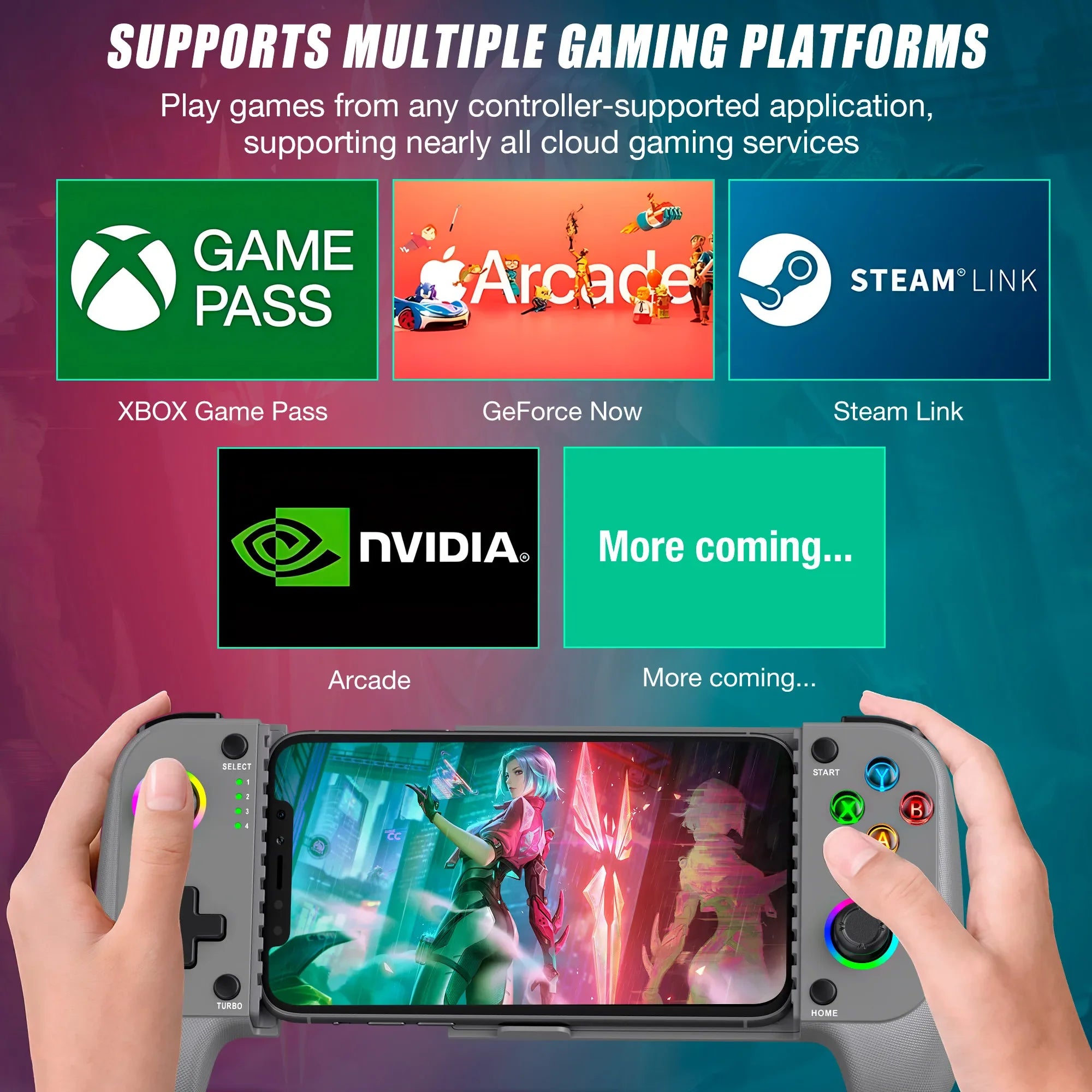 BEBONCOOL MC103 Gamepad tipo C controlador de teléfono móvil efecto Hall mango de estiramiento Joystick Android Ps juego en la nube personalizado-MovilExpressShop