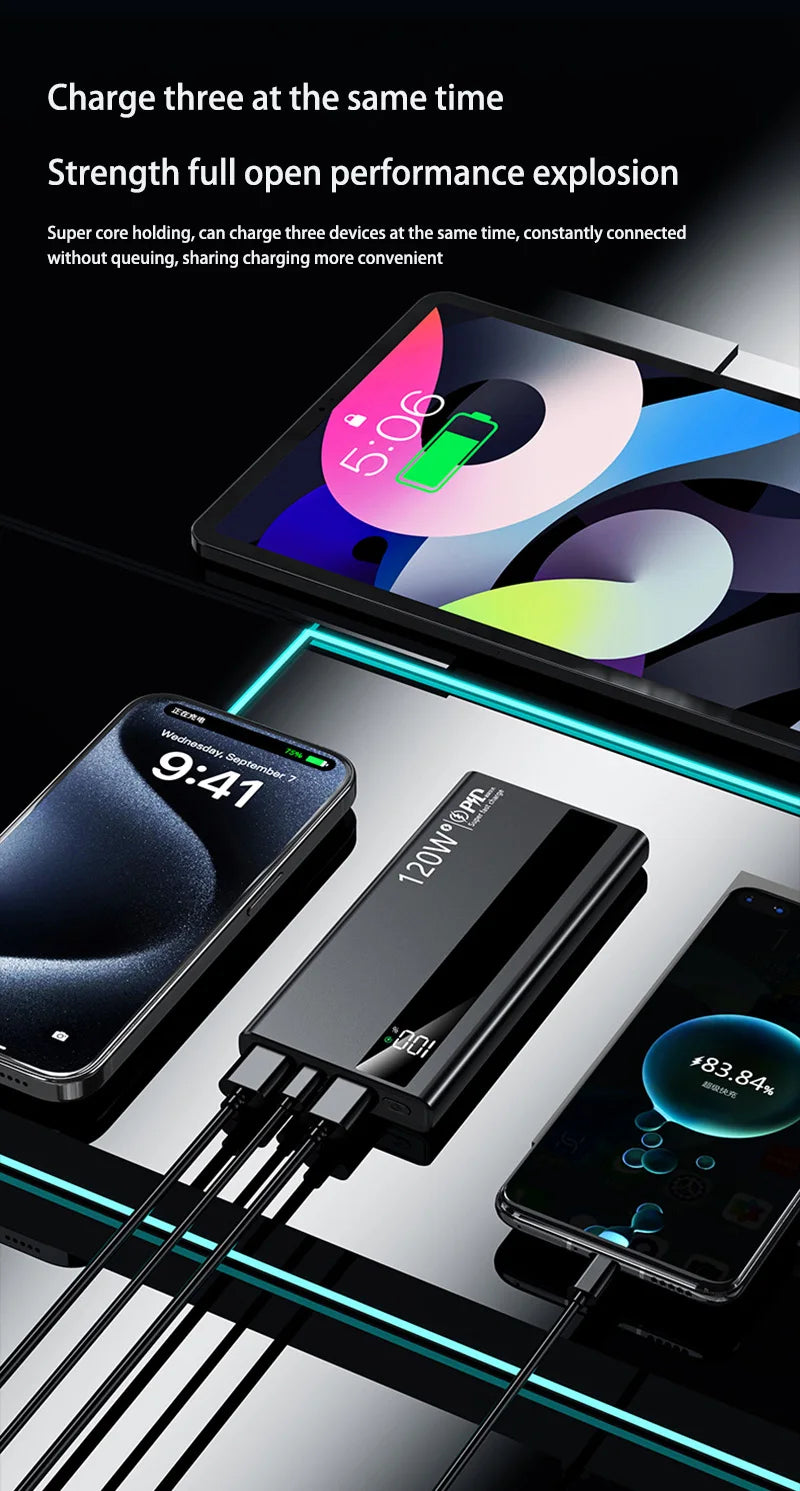 Xiaomi 500000mAh PowerBank de alta capacidad 120W carga súper rápida batería externa portátil Powerbank para Iphone Samsung Huawei