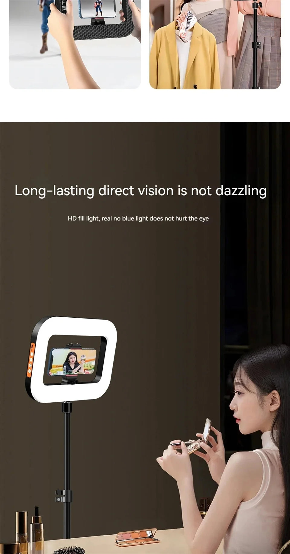 FANGTUOSI nuevo anillo de mano LED luz de relleno recargable teléfono móvil portátil fotografía en vivo escritorio jaula de conejo Selfie luz-MovilExpressShop