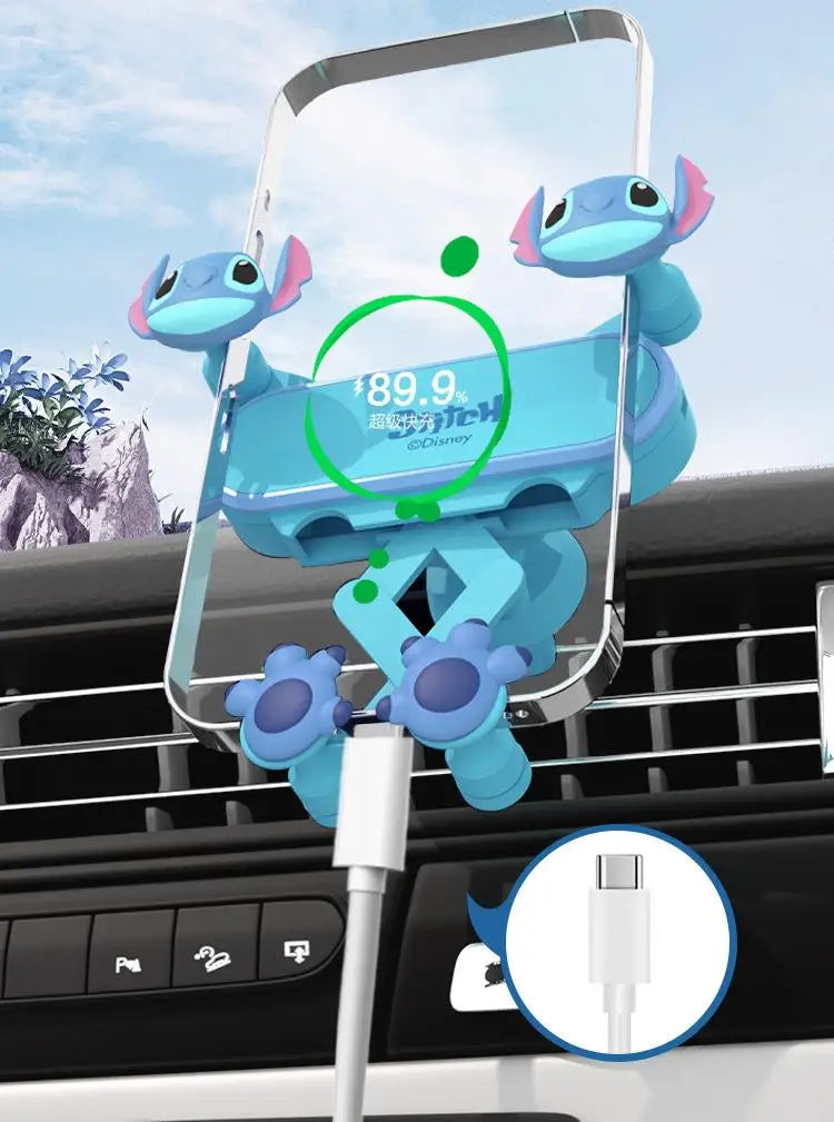 Soporte de teléfono de coche Disney Stitch para soporte GPS soporte de dibujos animados antideslizante a prueba de golpes soporte giratorio accesorios móviles