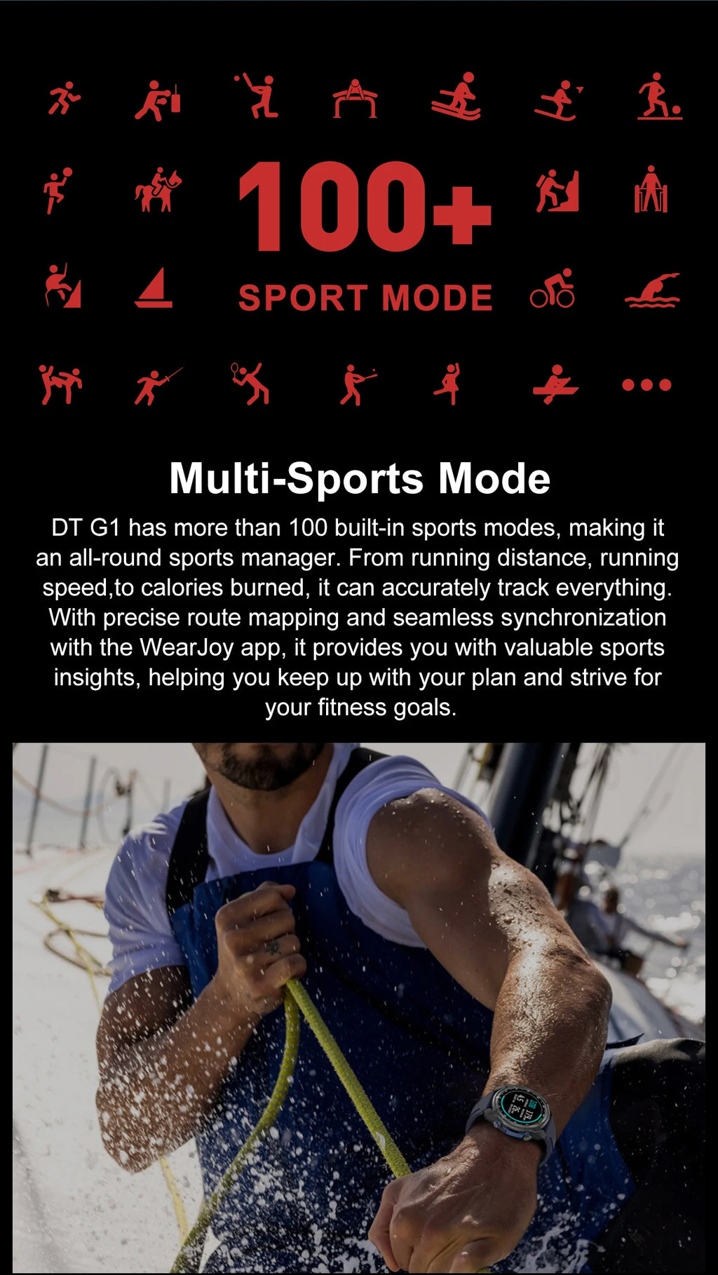 Nuevo reloj inteligente AMOLED con reproductor de vídeo con memoria de 4GB con GPS, mapas sin conexión, reloj inteligente deportivo militar para hombres, pulsera impermeable para nadar de 30m