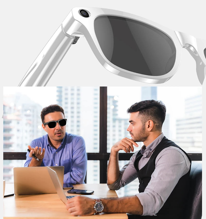 Gafas inteligentes Bluetooth, reconocimiento de objetos, traducción AI, con cámara para tomar fotos, asistente de voz, llamadas y música-MovilExpressShop