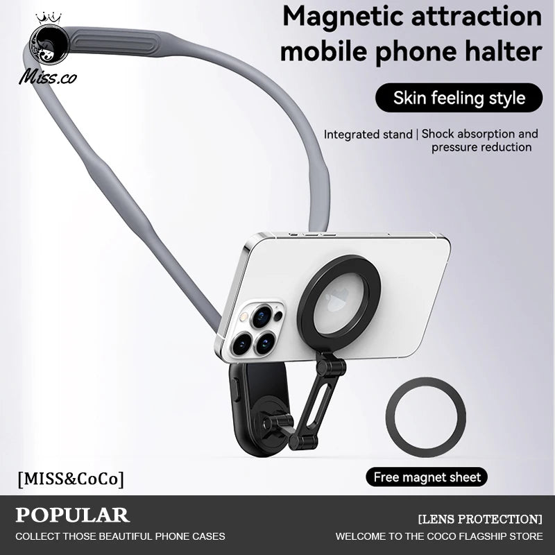 Clip magnético para teléfono con montaje en cuello 360 °   Soporte de teléfono POV de rotación para Iphone 15 14 13 12 11 10 para accesorios de teléfono SAMSUNG HUAWEI-MovilExpressShop