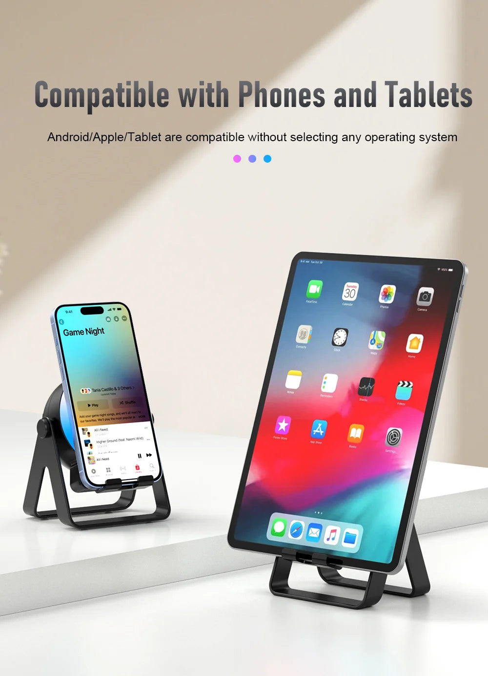 Altavoz de Audio de inducción inalámbrico 4 en 1 con Bluetooth magnético portátil, soporte Universal para teléfono, soportes de rotación con LED para exteriores-MovilExpressShop