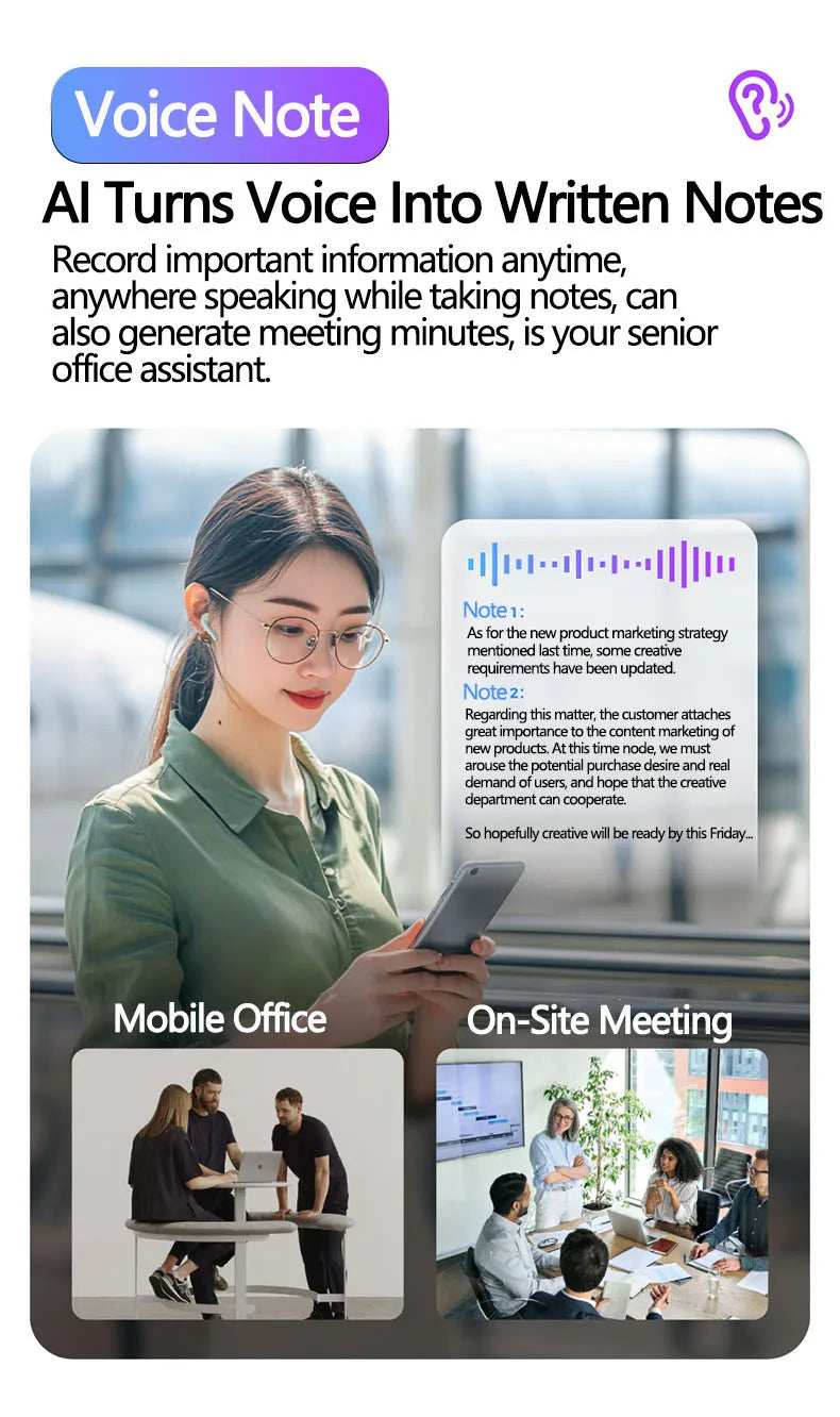 Lenovo XT53 auriculares de traducción TWS Bluetooth HD llamadas de voz auriculares con reducción de ruido para viajes de oficina auriculares con traductor AI