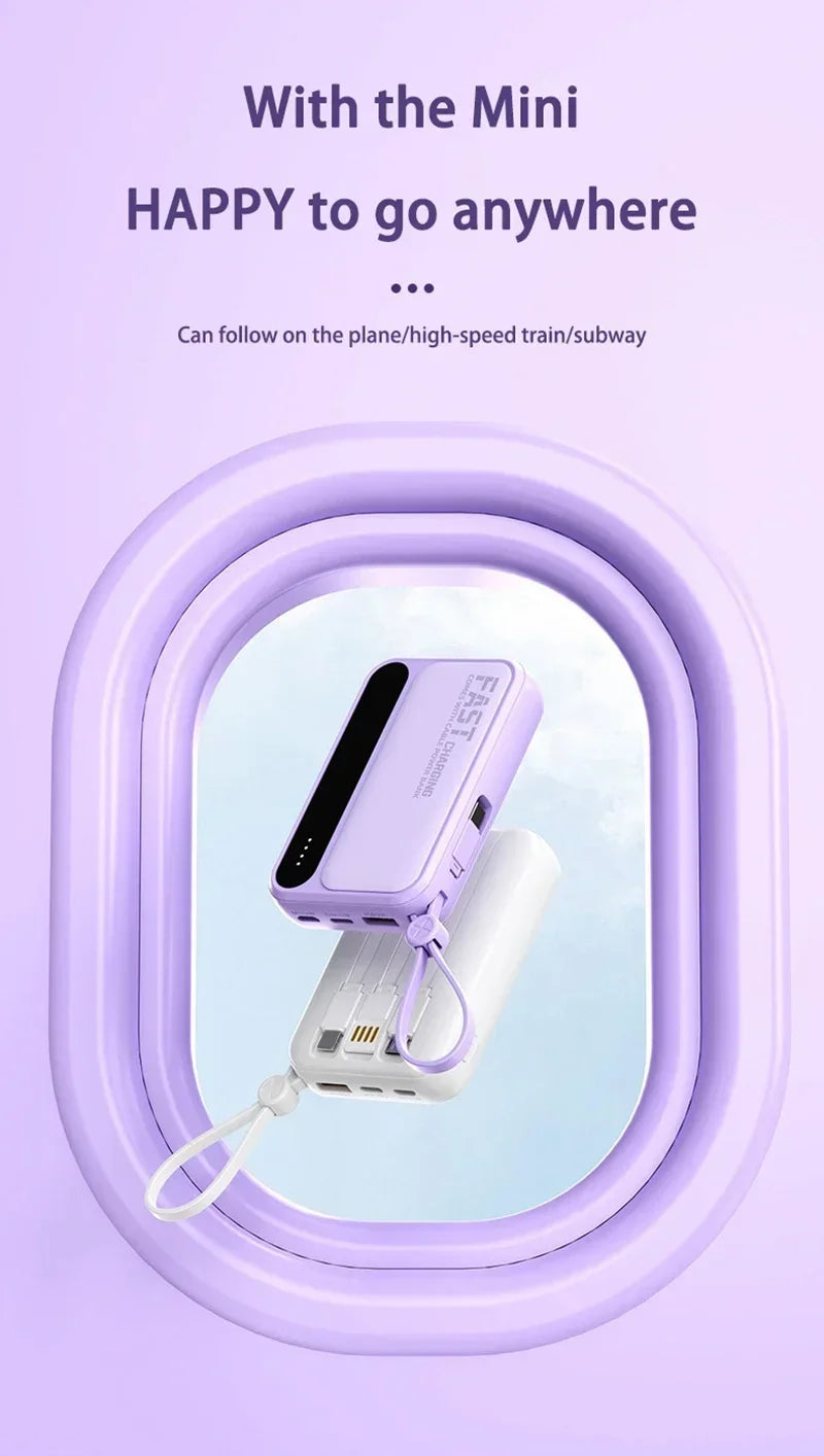 ROMOSS 4 en 1 Power Bank 500000mAh Gran Capacidad Cables Integrados Pantalla Digital Inteligente Ligera Batería Portátil Para iPhone y android