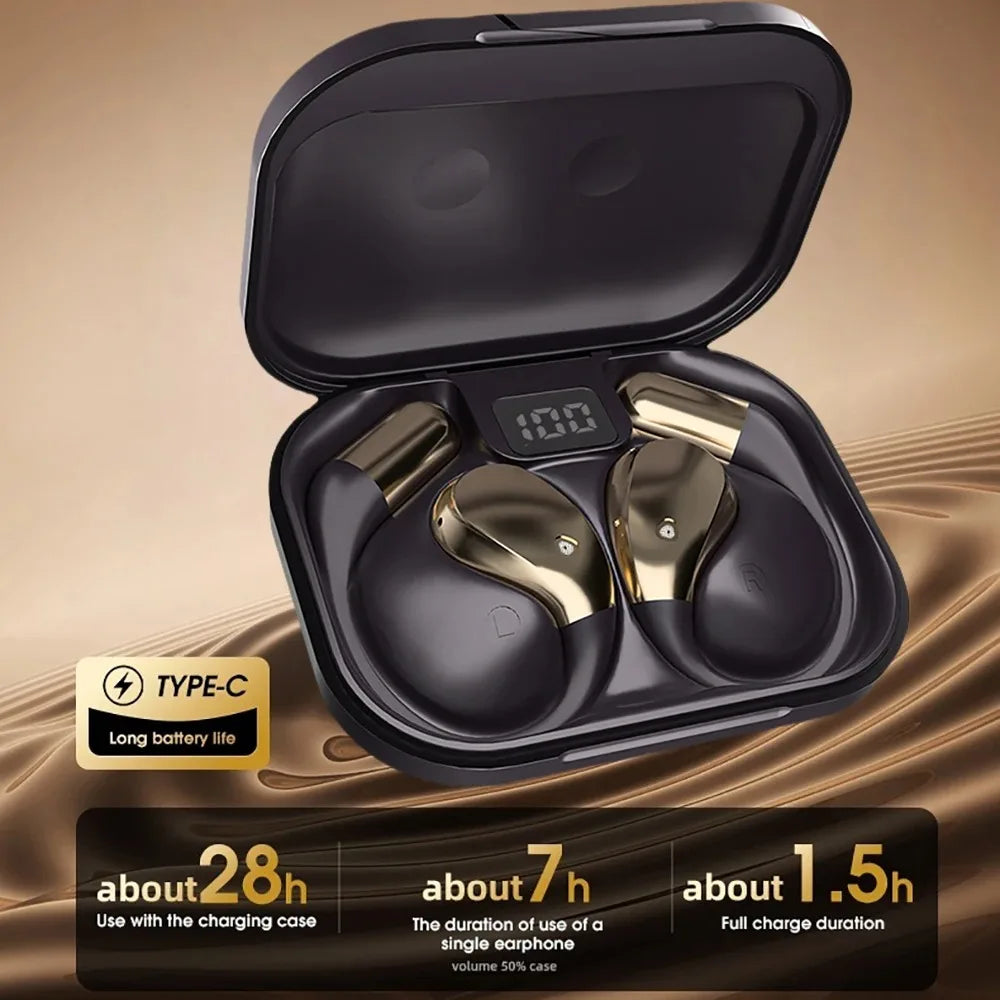 Auriculares inalámbricos de oído abierto Bluetooth 6,0 OWS auriculares de alta resolución ANC auriculares con reducción de ruido gancho para la oreja auriculares deportivos-MovilExpressShop