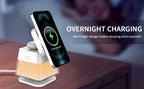 Soporte y estación de carga inalámbrica 3 en 1, adaptador de carga rápida de 15w, cargador de mesa magnético con luces coloridas para iPhone 16 15 14 Pro Max