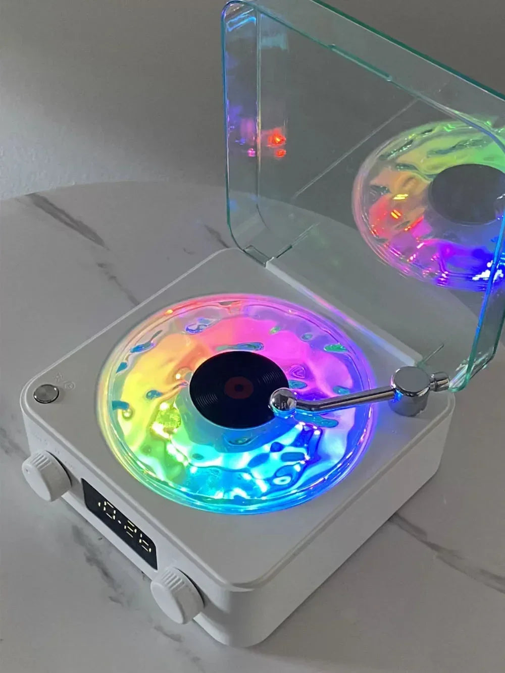 Altavoz Bluetooth giratorio Retro con ruido blanco, altavoz en forma de Vitrola con luz RGB-MovilExpressShop