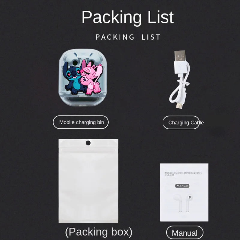 Nuevo Disney Stitch sonido HIFI pantalla Digital LED auriculares Bluetooth auriculares inalámbricos serie Stitch de largo alcance-MovilExpressShop