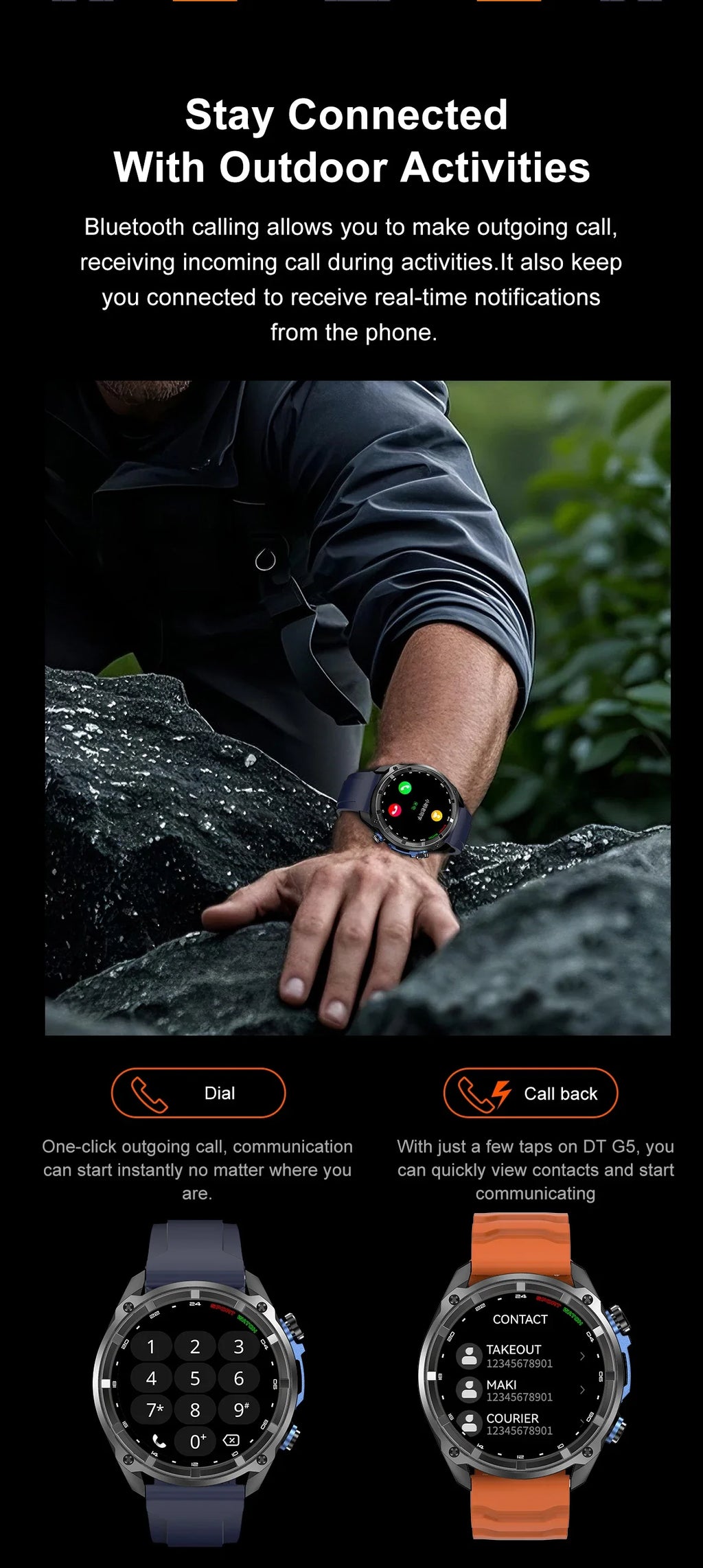 Nuevo reloj inteligente AMOLED con reproductor de vídeo con memoria de 4GB con GPS, mapas sin conexión, reloj inteligente deportivo militar para hombres, pulsera impermeable para nadar de 30m