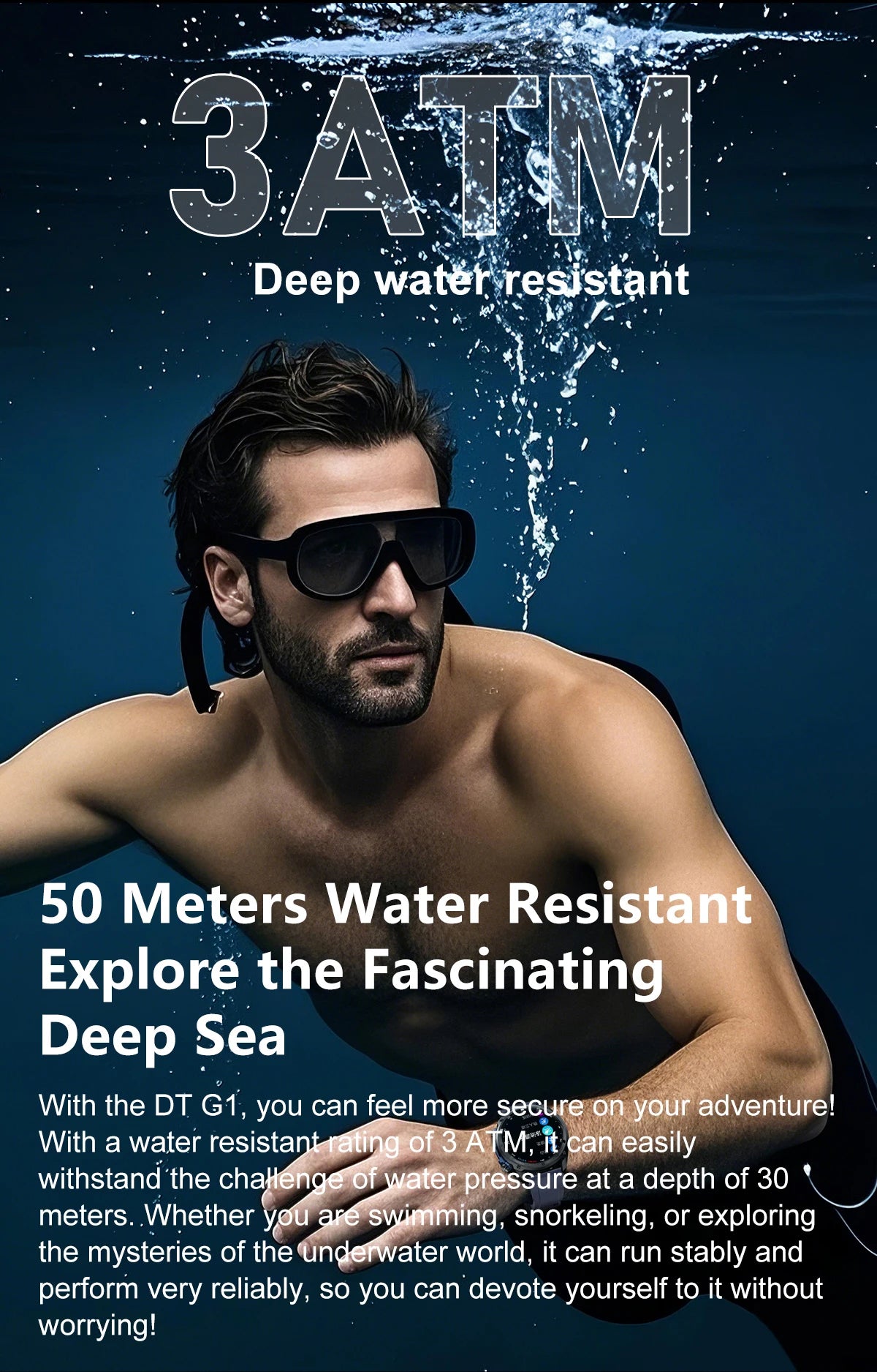 Nuevo reloj inteligente AMOLED con reproductor de vídeo con memoria de 4GB con GPS, mapas sin conexión, reloj inteligente deportivo militar para hombres, pulsera impermeable para nadar de 30m