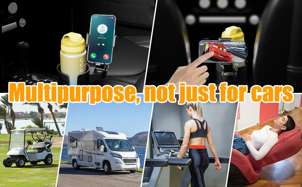 Portavasos para coche con soporte para teléfono móvil, soporte para vasos con rotación de 360, expansor para teléfono inteligente, accesorios interiores para automóvil