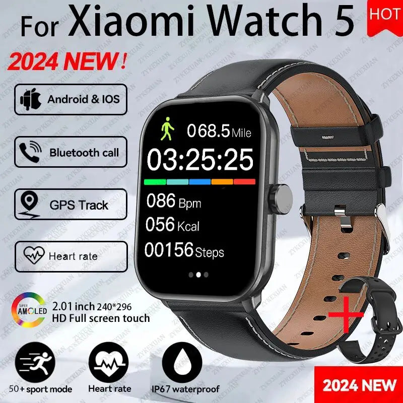 2025 nuevo para Xiaomi Watch 5 hombres mujeres HD AMOLED pantalla de visualización ritmo cardíaco Bluetooth llamada GPS pista impermeable deportes reloj inteligente