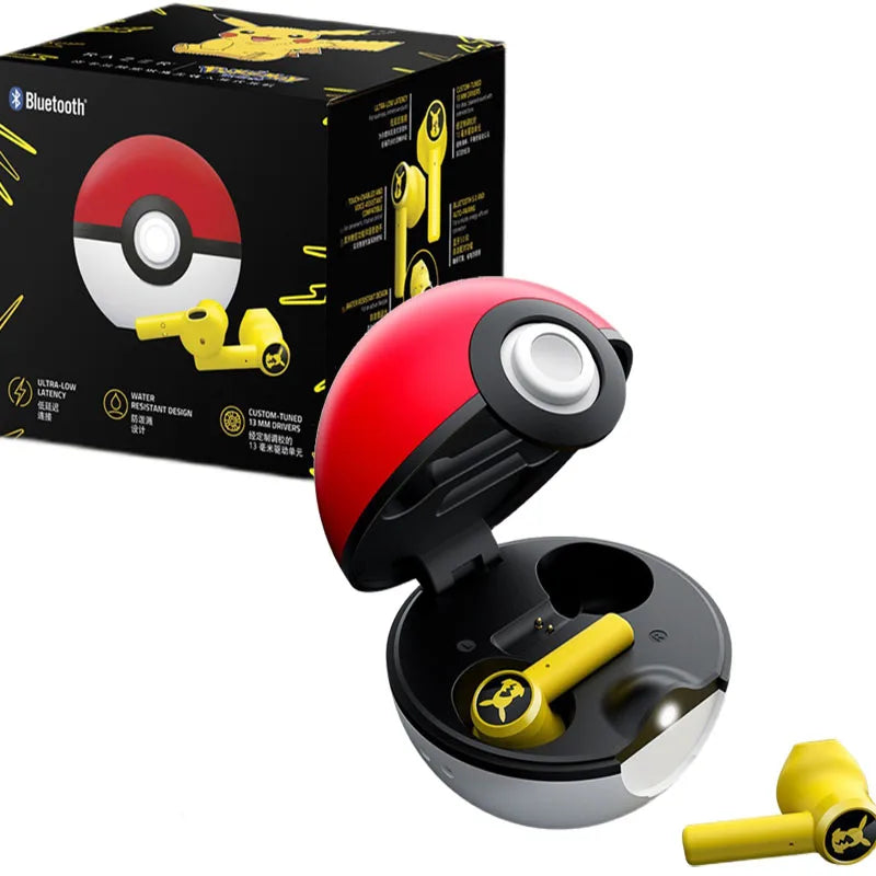 Pokemon Pikachu auriculares inalámbricos Bluetooth 5,0 auriculares Control táctil micrófono regalos universales deporte reducción de ruido-MovilExpressShop