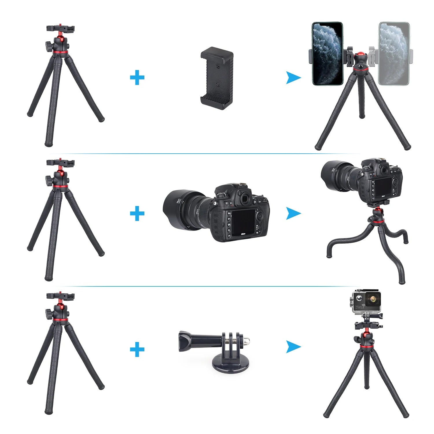 WEYLLAN DT45 Mini trípode de escritorio Control remoto carga máxima 2kg soporte portátil para cámara GoPro iPhone Xiaomi Huawei-MovilExpressShop