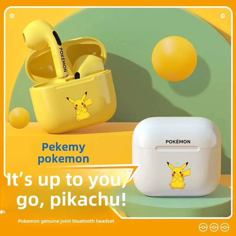 Pokemon Pikachu 5,0 inalámbrico Bluetooth deportes reducción de ruido auriculares táctiles con micrófono estuche de carga auriculares manos libres lindo-MovilExpressShop