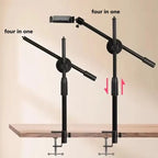 Soporte de trípode superior de mesa con anillo de luz, soporte para teléfono móvil y brazo de pluma para trípodes de mesa de fotografía de decoración de uñas-MovilExpressShop