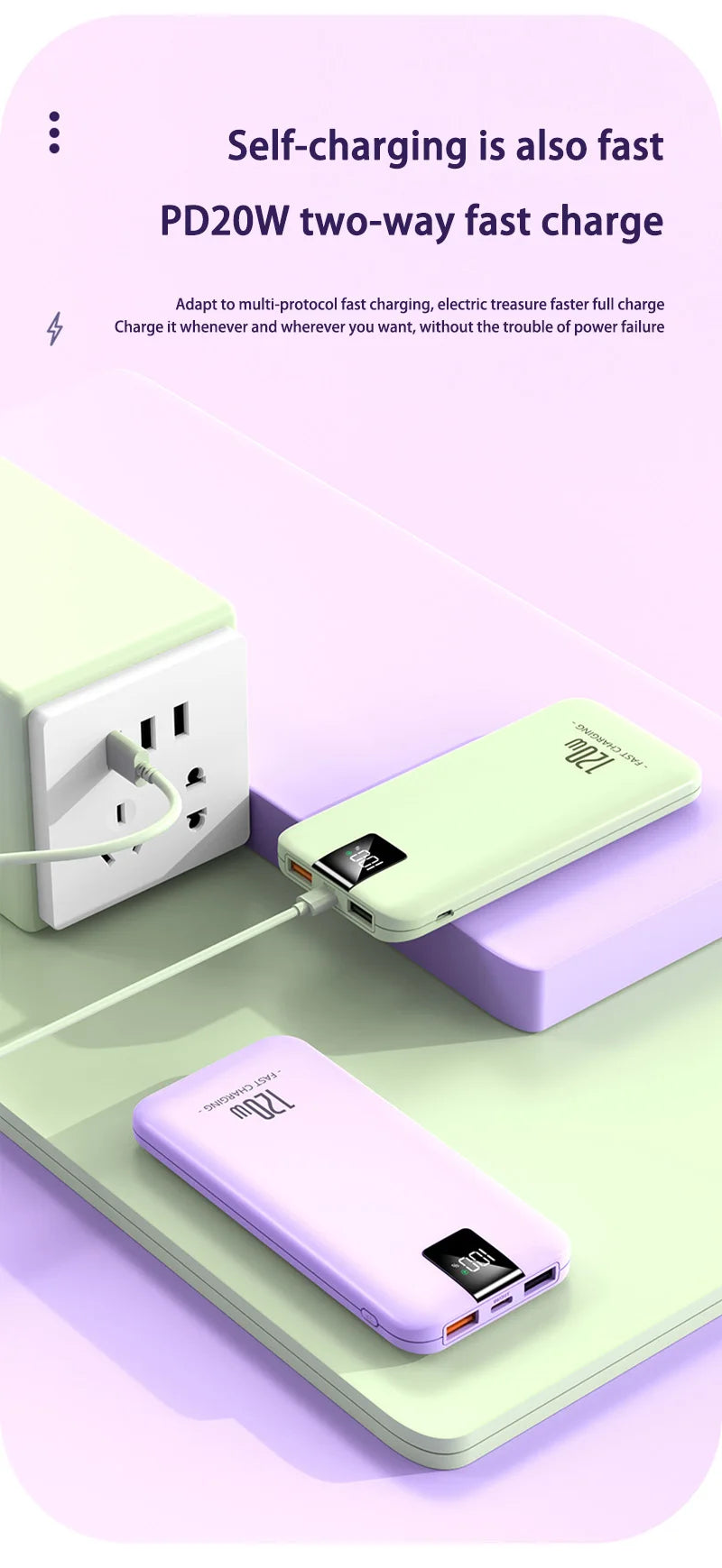 Batería de carga súper rápida Xiaomi 120W 200000 Banco de energía mAh 100000 Pantalla digital cuadrada portátil liviana de alta capacidad mAh-MovilExpressShop